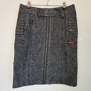 Vintage jeans skirt with removable chain by Foxyjeans, full zipper, size  5
